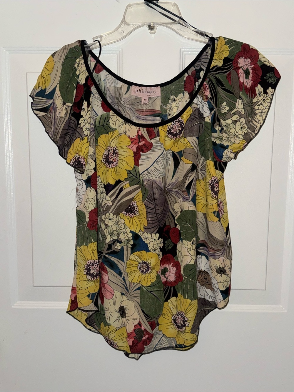 Philosophy XS Tripical floral scoop-neck blouse in multi-color